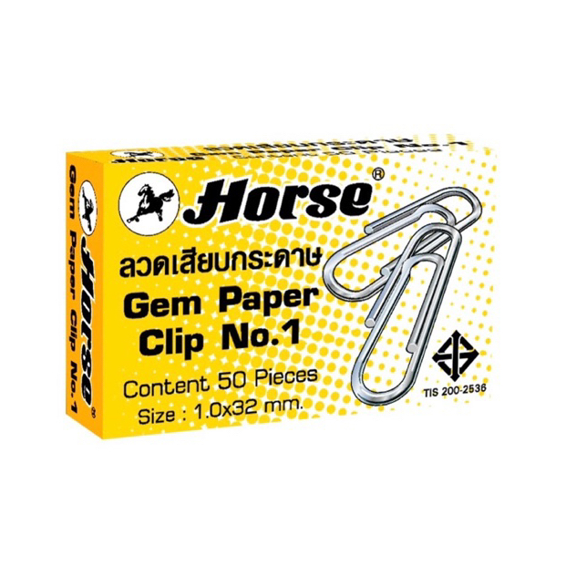 Horse ลวดเสียบกระดาษ ชนิดกลม No.1 (แพ็ค10กล่อง)