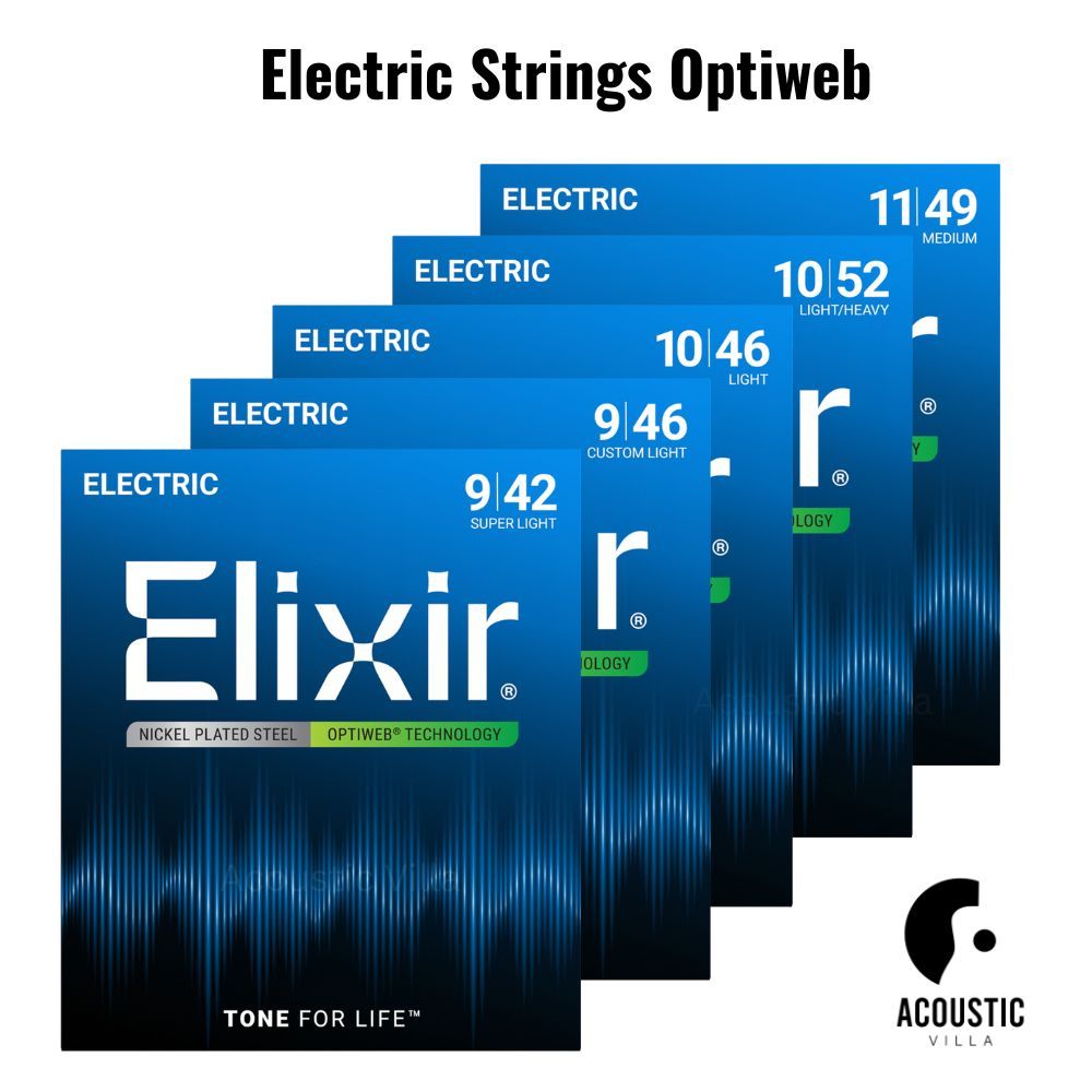 สายกีตาร์ไฟฟ้า Elixir Electric Guitar Strings, Nickel Plated Steel Optiweb