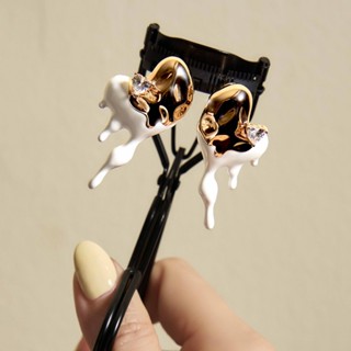 SWAN - Melt Heart Earring ต่างหูเงินแท้ ชุบสี Enamel ดีไซน์ห…