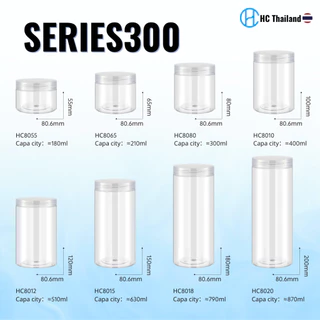 กระปุกคุกกี้ กระปุกใส่ขนม กระปุกพลาสติกPET 80mm ทรงกลม series300 I ฟรีแผ่นโฟม I ฝาเกลียว (50ใบ)