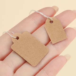 St.kunkka ป้ายแท็ก ป้ายราคา กระดาษคราฟท์/สีขาว (100 ชิ้น) พร้อมเชือก ป้ายสินค้า DIY สำหรับห้อยของขวัญ เครื่องประดับ สไตล