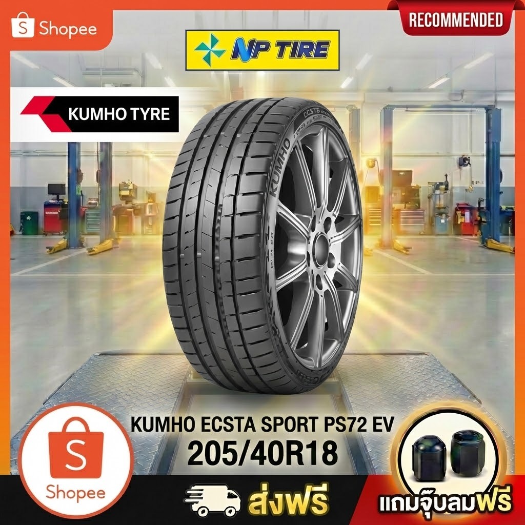 ยาง 205/40R18 KUMHO ECSTA SPORT PS72 EV  ราคาต่อเส้น  ปี 2025
