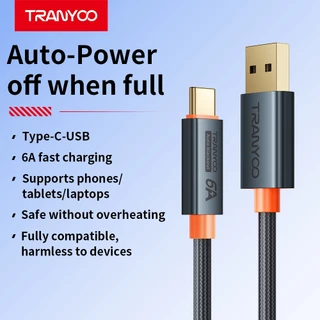 TRANYOO AC-5 สายชาร์จและถ่ายโอนข้อมูลแบบชาร์จเร็ว มาพร้อมฟังก์ชันตัดไฟอัตโนมัติ รองรับการชาร์จเร็ว 6A และมีไฟแสดงสถานะแบ