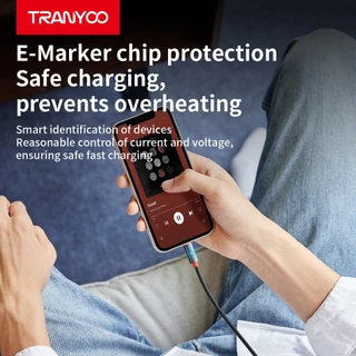 TRANYOO AC-5 สายชาร์จและถ่ายโอนข้อมูลแบบชาร์จเร็ว มาพร้อมฟังก์ชันตัดไฟอัตโนมัติ รองรับการชาร์จเร็ว 6A และมีไฟแสดงสถานะแบ