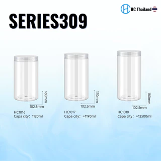 (50ใบ)กระปุกPET 100mm ทรงกลม (ขนาด510-1420ml) series309 I ฟรีแผ่นโฟม Iฝาเกลียว คุกกี้ เครื่องปรุง