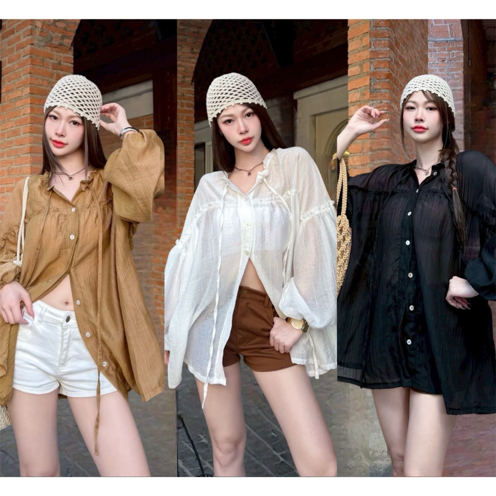 เสื้อทรงพองหวานๆ ที่ใส่แล้วดูละมุนขึ้นทันที งานผ้าบางเบา