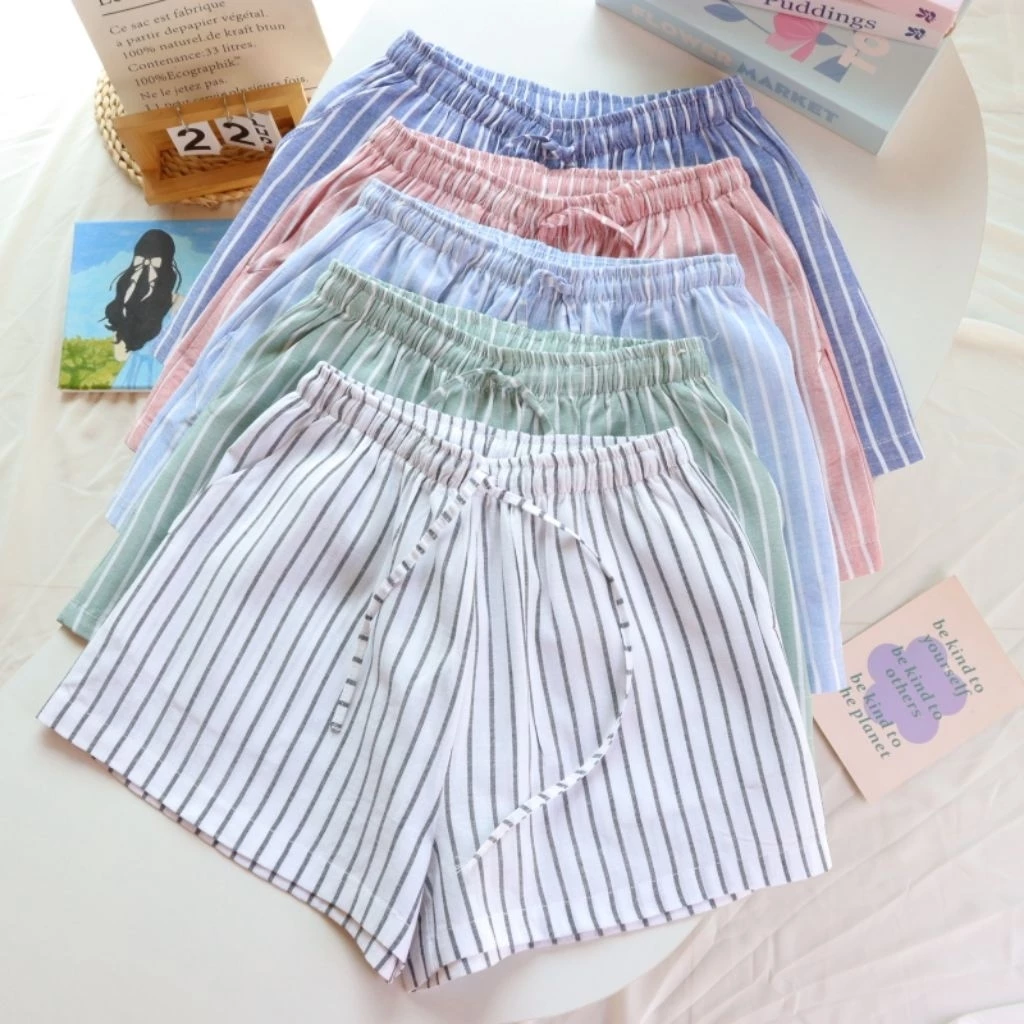 Daily Shortsกางเกงขาสั้นลายทาง สไตล์มินิมอล ใส่สบายทุกวัน ฟรีไซส์