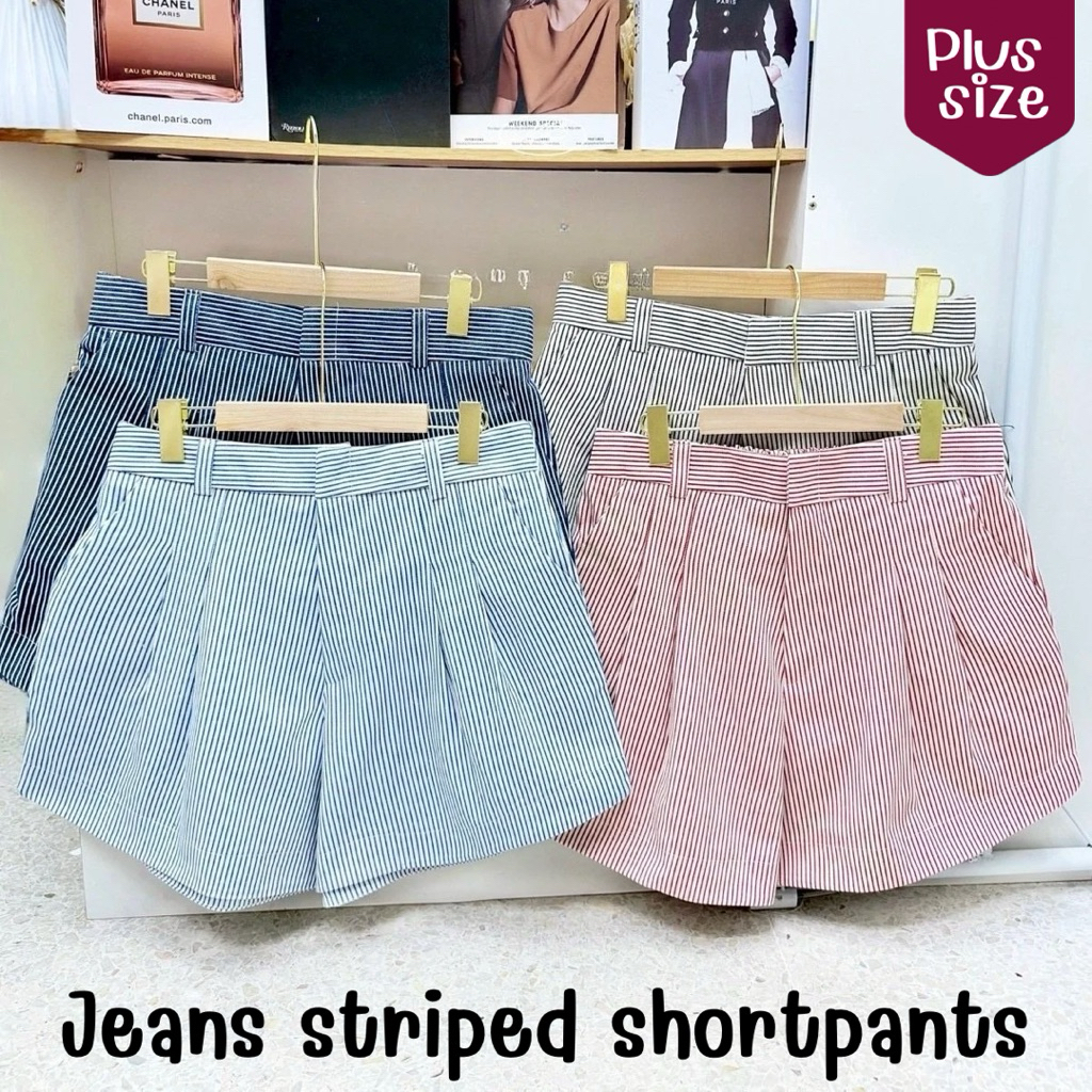 💖✨Jeans striped shortpants ขาสั้นยีนส์
