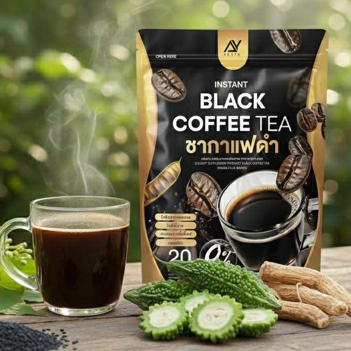 อารยา Black Coffee Tea ชากาแฟดำ ซองแช่  ชงดื่มเเทนน้ำได้ 1ห่อ20ซองชา