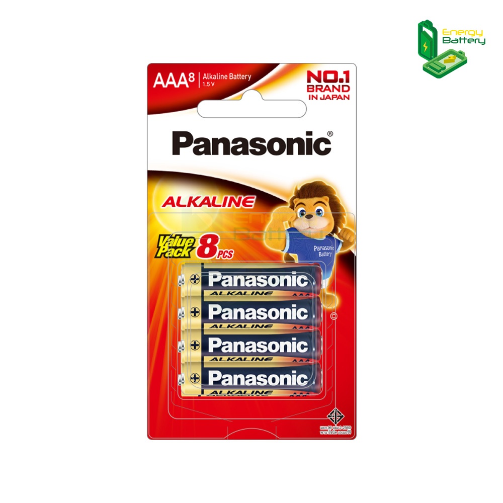 Panasonic Alkaline AAA 1.5V 1แพ็ค 8ก้อน LR03T/8B ถ่านอัลคาไลน์