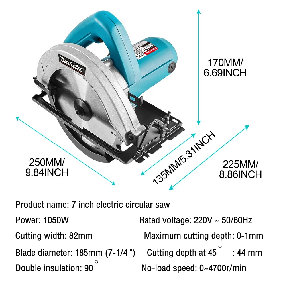 เลื่อยวงเดือน 7 นิ้ว 1050W สำหรับใช้เลื่อยหรือตัดชิ้นงานต่างๆ ตัดไม้ ซอย บังใบ ตัดเข้ามุม ตัดเรียว - รูปที่ 7