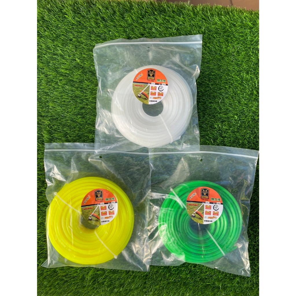 เอ็นตัดหญ้า (0.5 KG) เส้นเหลี่ยม คละสี GOLD DRAGON ขนาด 2.5/3/3.5/4 มม. ม้วนละ ครึ่ง กิโลกรัม