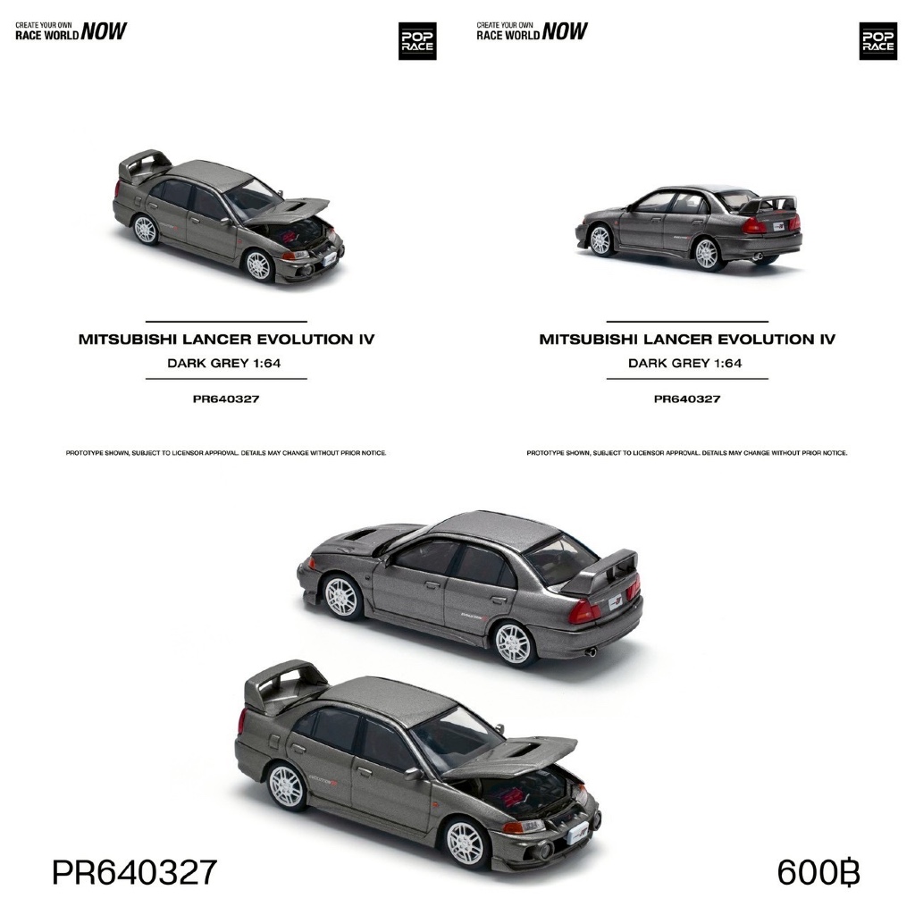 PR640327 - MITSUBISHI LANCER EVOLUTION IV DARK GREY DIECAST SCALE MODEL CAR