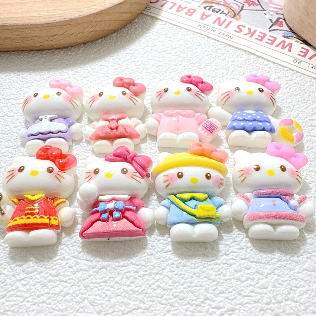 ❮10 ชิ้น❯ คิตตี้แมวเรซิ่นเครื่องประดับและของตกแต่ง DIY จากเรซินรูปแมวน่ารัก