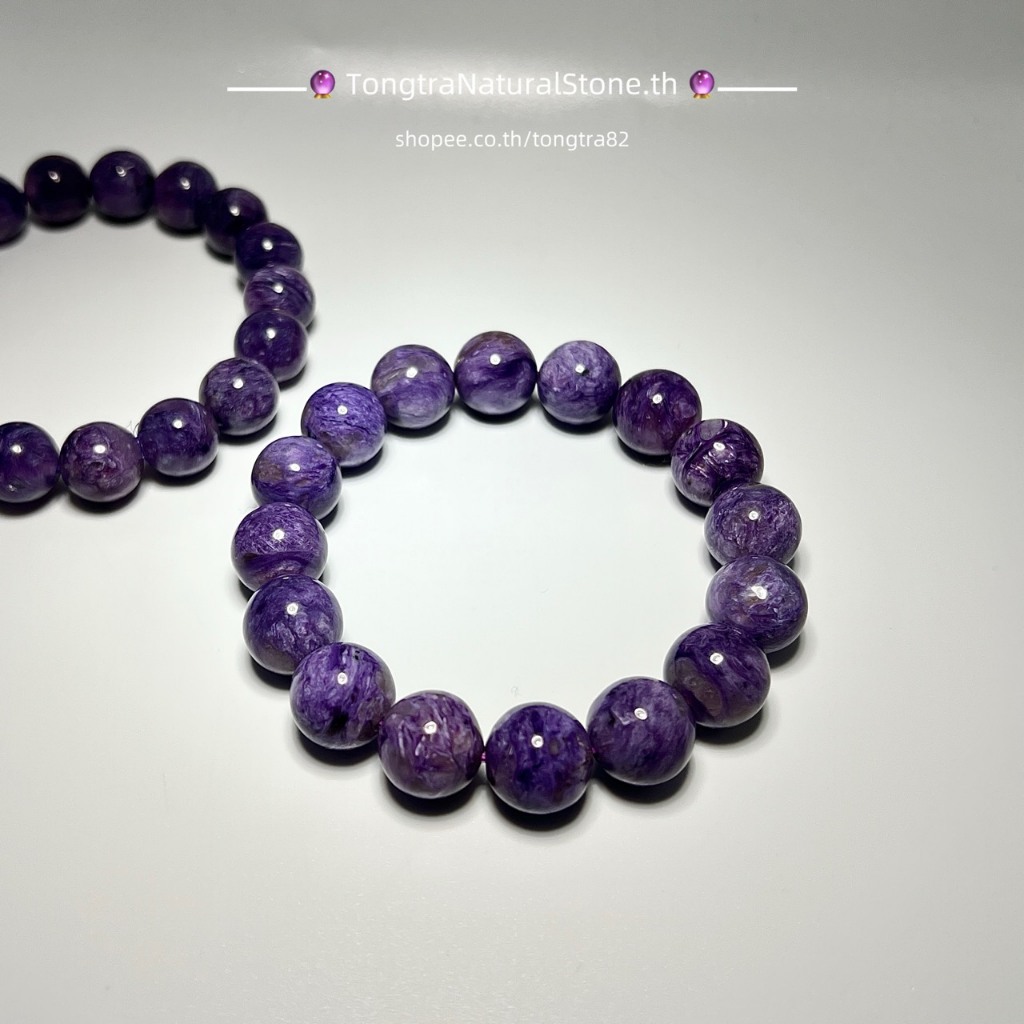 สร้อยข้อมือหิน ชารอยต์ (Charoite Bead Bracelet)"มีพลังบำบัดสูงและช่วยผ่อนคลายความเครียดหรือความวิตกกังวล"