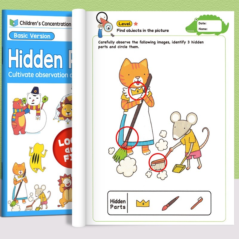 Seek Hidden Objects Book Observation & Focus Training Workbook for Kids Cognitive Abilities Interactive Exercises Books