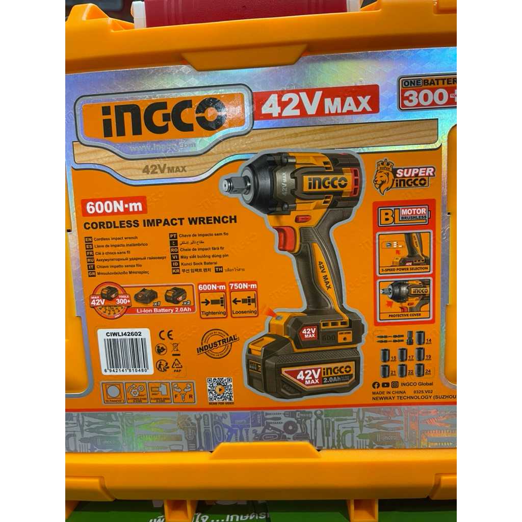 INGCO บล็อกกระแทกไร้สาย 42V 600N.m. CIWLI42602