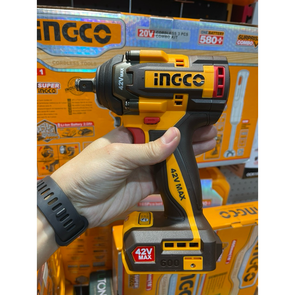 INGCO บล็อกกระแทกไร้สาย 42V 600N (ตัวเปล่า) รวมกล่อง+ลูกบล๊อก ⛔️ไม่รวมแบตและที่ชาร์ท