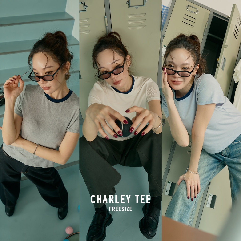 [Charley Tee] เสื้อยืดตัวจิ๋ว ที่สามารถยืดได้เยอะ มาพร้อมลูกเล่นที่คอเสื้อ เพิ่มความเก๋ให้ลุค