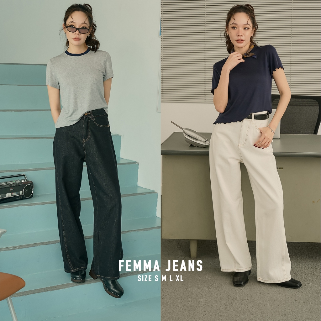 [ Femma Jeans ] ยีนส์เนื้อนิ่มมากๆค่ะ รับรองความใส่สบาย สียีนส์เข้มที่ถูกต้องรับเทรนปีนี้ไปเลย