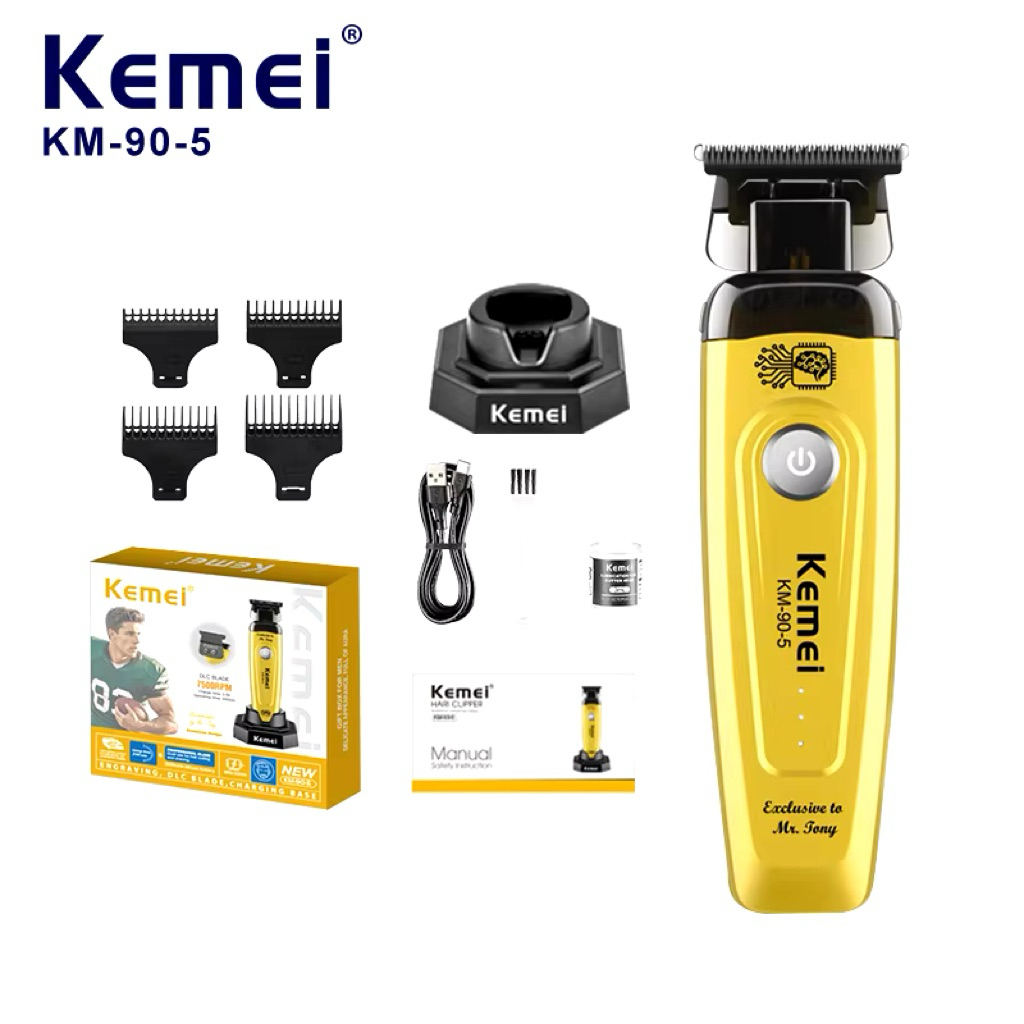 Kemei KM-90-5 ปัจจักรตัดผมไฟฟ้า พร้อมหัวตัด 4 ชิ้น สำหรับการตัดผมและหนวด รุ่น KM-90-5
