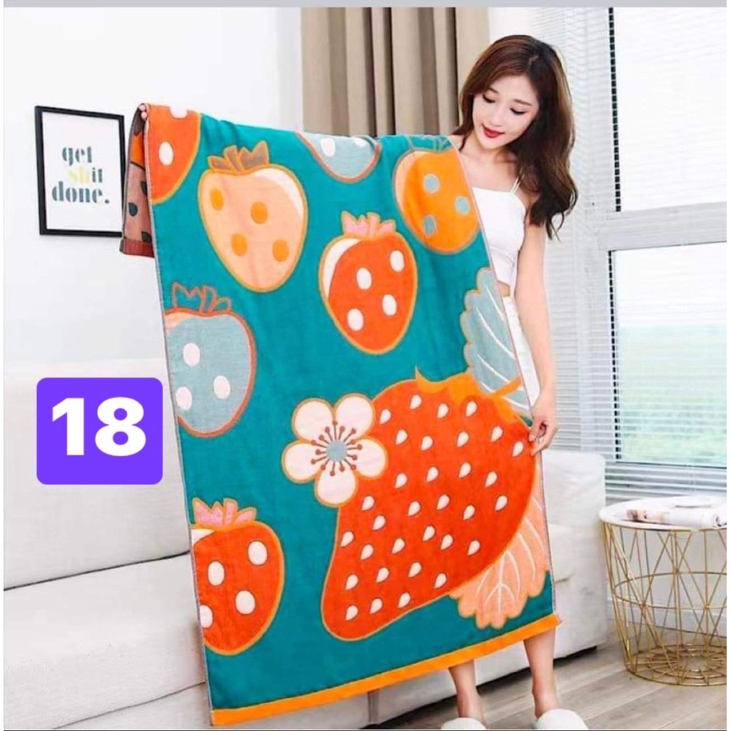 ผ้าเช็ดตัวสาลูเกรดพรีเมียมไซส์จัมโบ้ลายน่ารักเนื้อผ้าดีมากขนาด80*160cm - รูปที่ 2