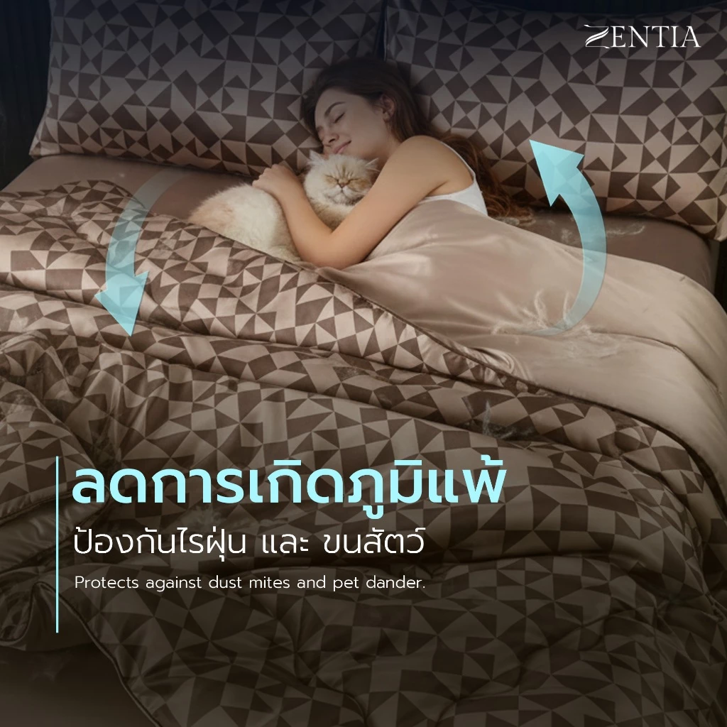 ZENTIA ชุดผ้าปูพร้อมผ้านวมรุ่น COOL LUXE ผ้าแพรพิมพ์ลาย EE thumbnail 4