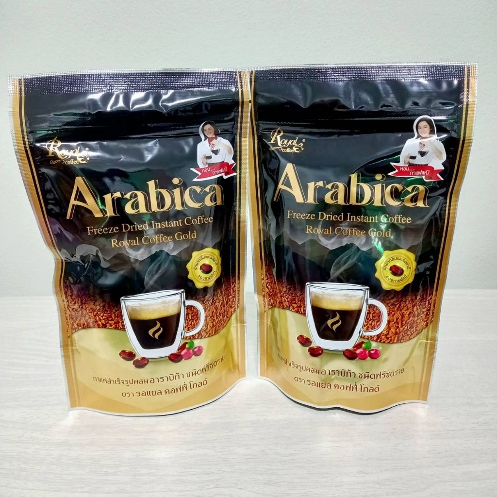 Royal รอแยล คอฟฟี่ โกลด์ กาแฟสำเร็จรูปผสมอาราบิก้า ชนิดฟรีซดราย แพ็กคู่100กรัม×2ซอง(200กรัม)
