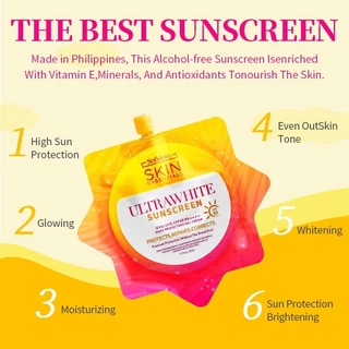 Ultra White ครีมกันแดด SPF50 PA++++ กันแดดผิวขาวใส กันน้ำ เหงื่อ ไม่ทำให้หน้าขาววอก ฉีดวิตามินอี