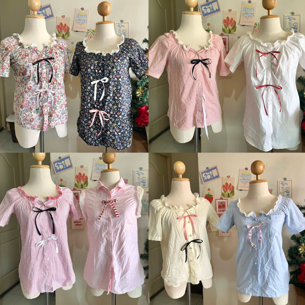 🌷🧚🏻‍♀️New Shirt DIYเสื้อเชิ้ตตัวยาว ตัดสม๊อคแขนตุ๊กตาสสุดน่ารัก วินเทจ สีคลุมโทนพาสเทล Freesize kaa