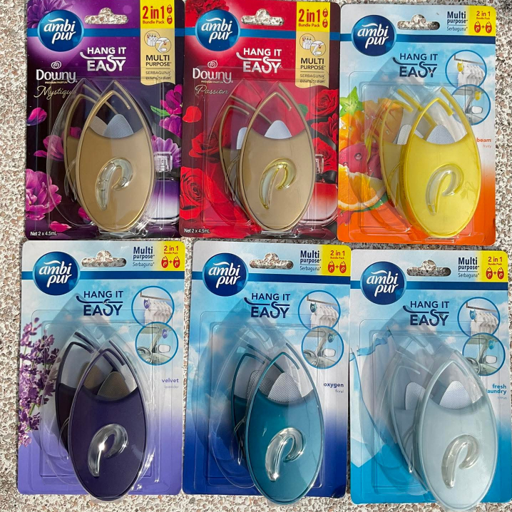 แพคคุ้มได้ 2 ชิ้น ambipur  Hang it easy น้ำหอมปรับอากาศสำหรับพื้นที่ขนาดเล็กอเนกประสงค์