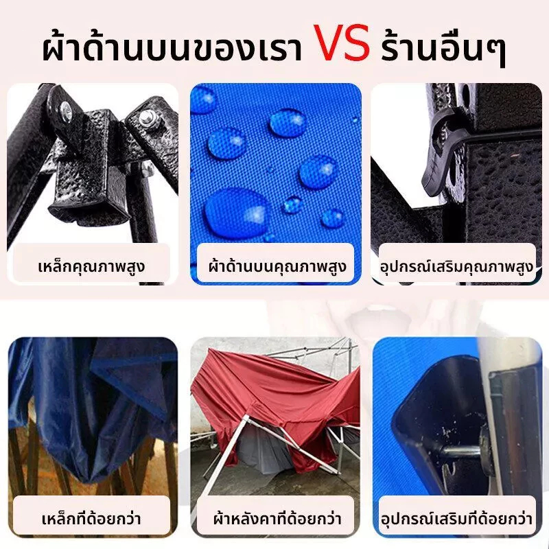 ⚡️แถมไฟ LED⚡️เต้นท์ขายของ เต็นท์พับ 2x2 2x3 3x3เมตร เต็นท์จอดรถ โครงเหล็กหนาพิเศษ เต็นท์ตลาดนัด เต้นขายของ ผ้าเต้นท์ - รูปที่ 2