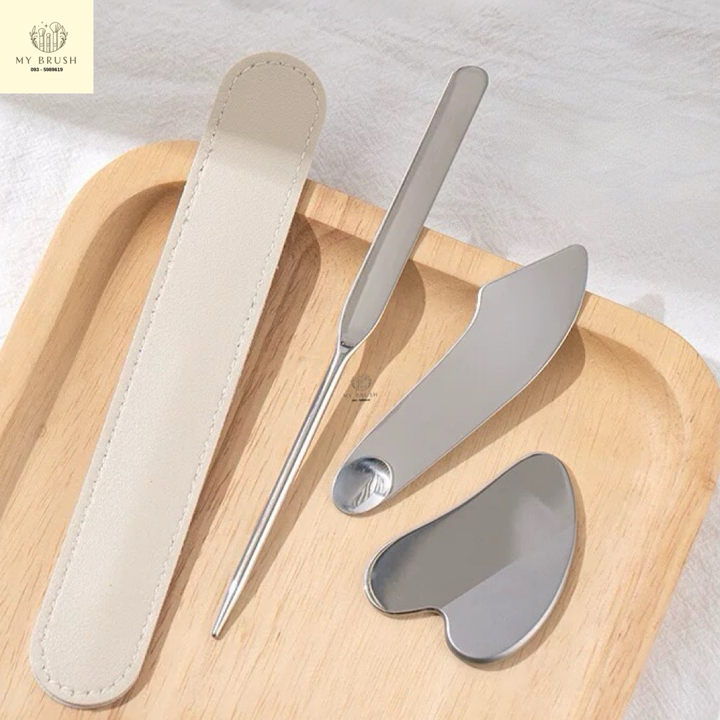 (ส่งด่วนทันที) Makeupbrush ชุดเซต ไม้ปาดรองพื้น spatula ถาดผสมรองพื้น กัวซา สแตนเลสแท้ 100%