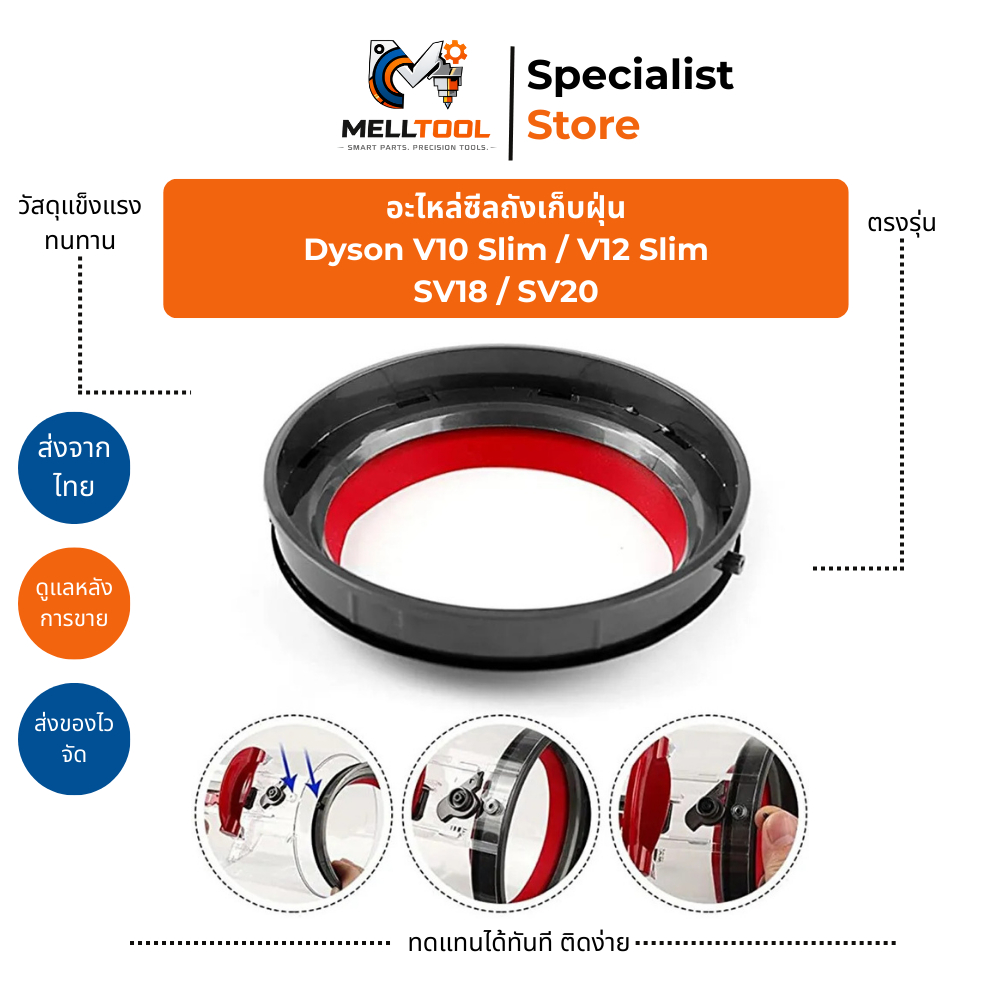 ซีลถังเก็บฝุ่น Dyson V10 Slim / V12 Slim / SV18 / SV20 | Dust Bin Seal อะไหล่ทดแทน | ส่งจากไทย – โปรปัง