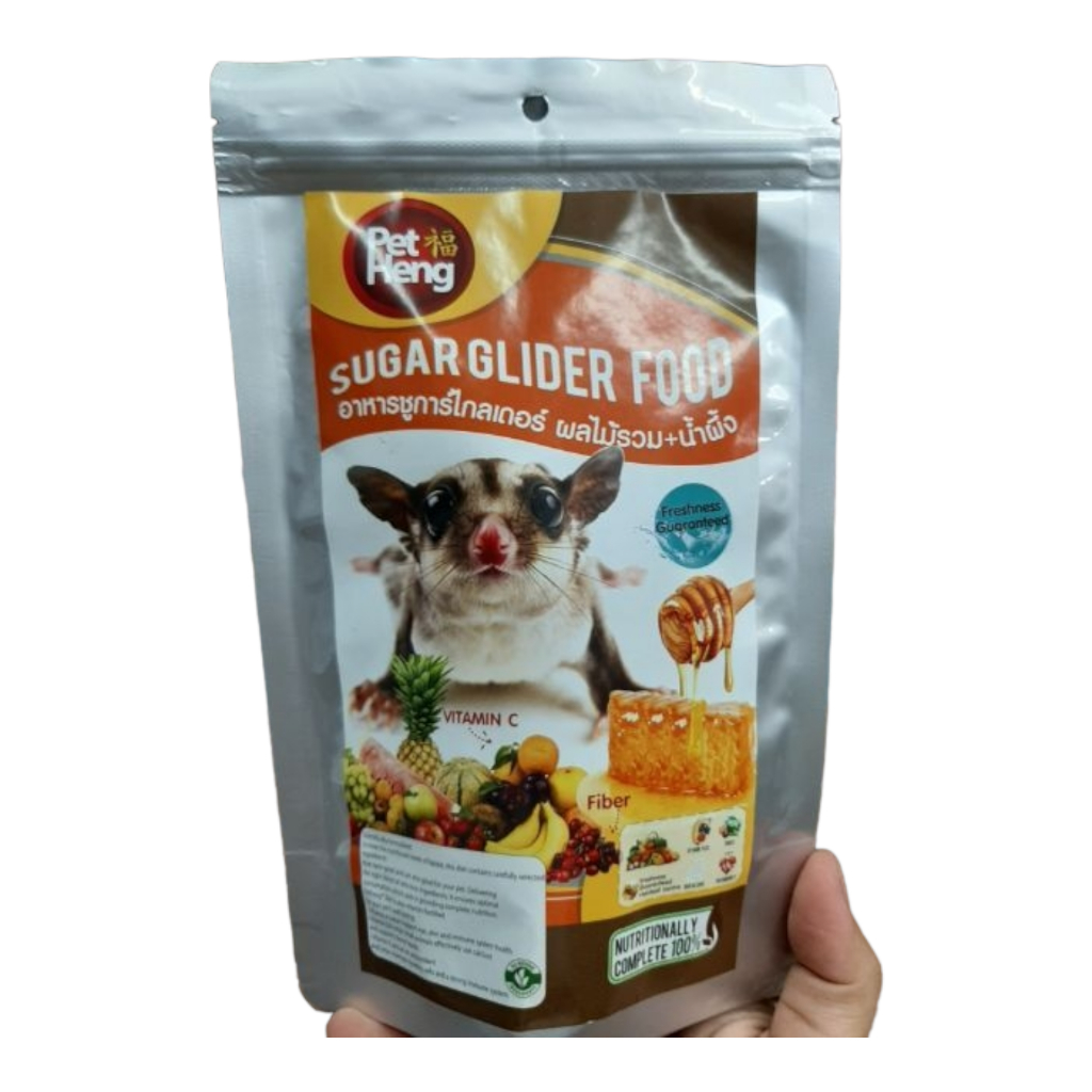 อาหารกระรอก ชูก้าไรเดอร์ รสผลไม้รวมผสมน้ำผึ้ง ยี่ห้อ petheng 150g. ส่งด่วนฟรี