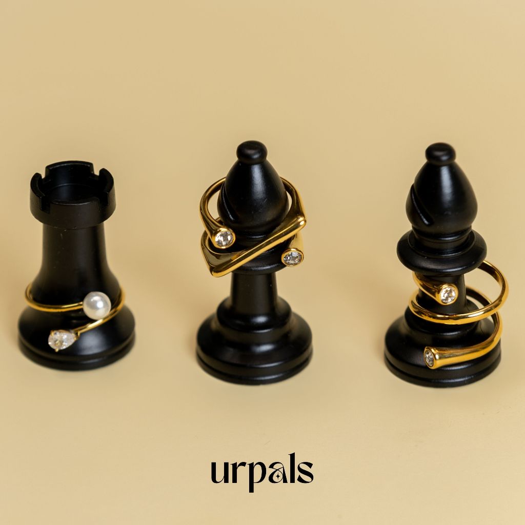 URPALS แหวนประดับเพชร Diamond CZ ตัวเรือน Stainless ชุบทอง 18K แพ้ง่ายใส่ได้