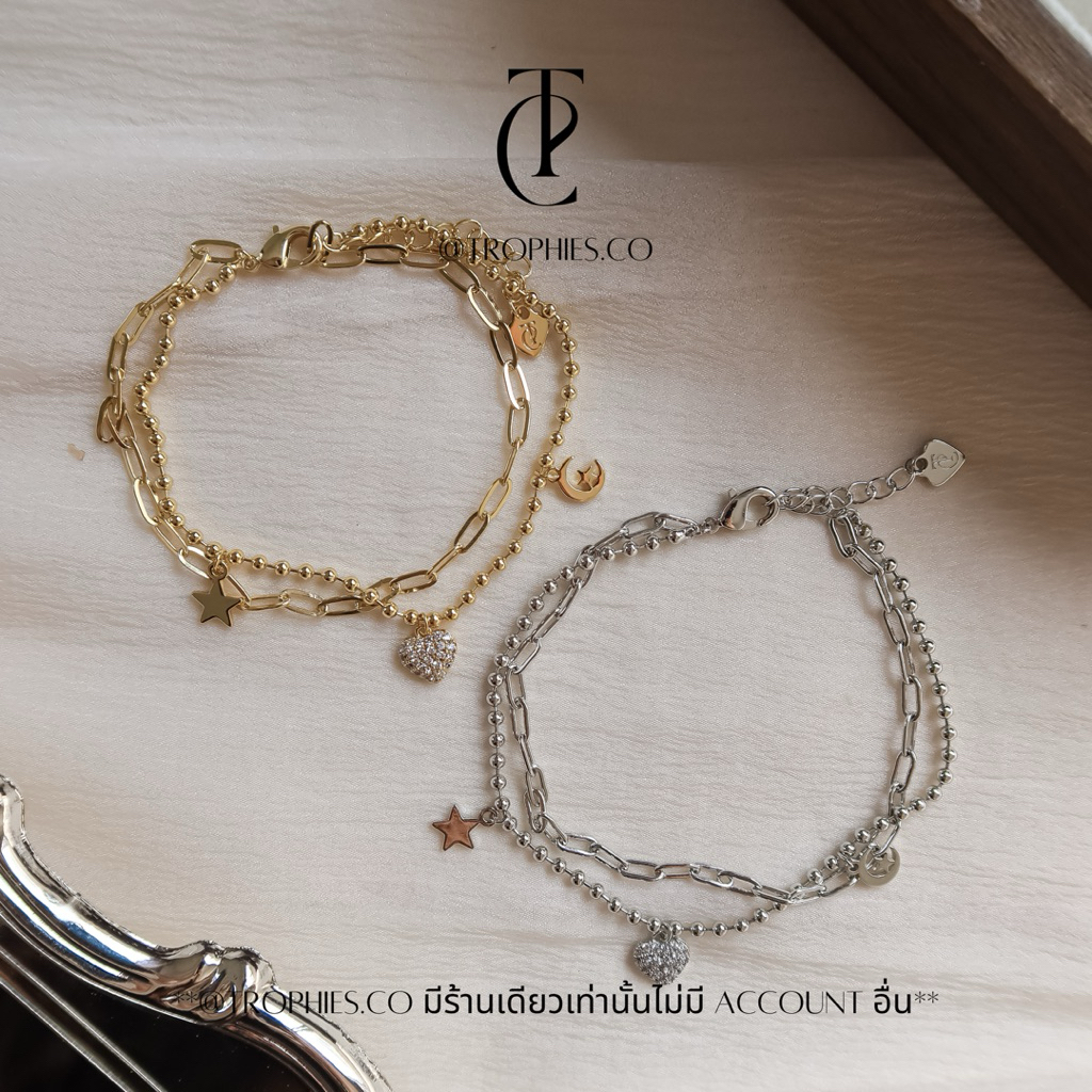 TROPHIES.CO - Forever Love Bracelet กำไลข้อมือ สร้อยข้อมือหัวใจและดาว