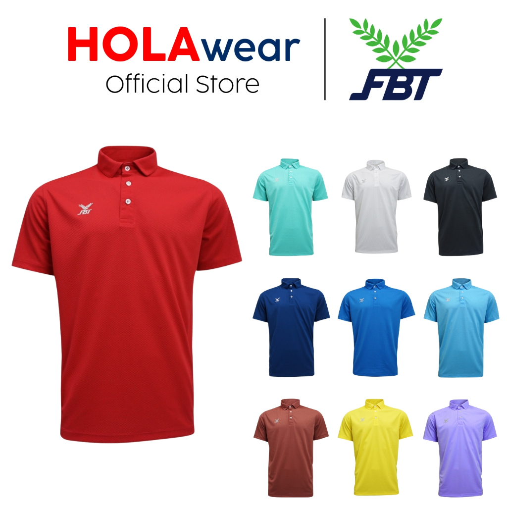 เสื้อโปโล FBT B2C415 โปโลสีพื้น สกรีนภาษาญี่ปุ่น ชายข้าง โลโก้สีเทาเงิน