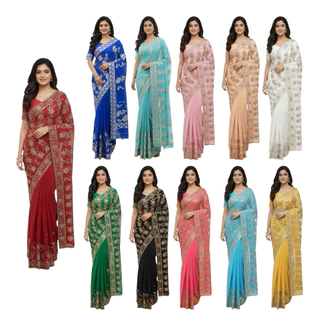 ส่าหรีอินเดีย พร้อมใส่ Ready to Wear Indian Saree งานปัก ใส่ออกงาน