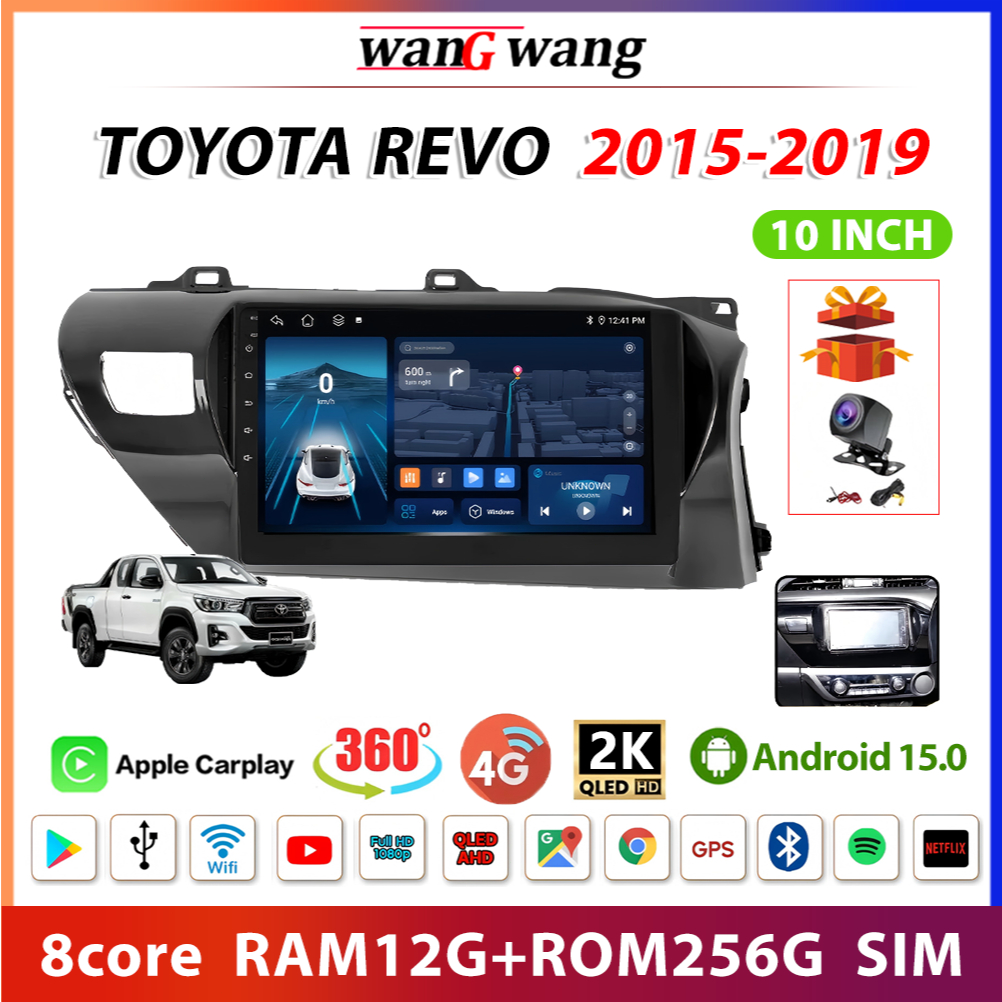 จอแอนดรอย 10นิ้ว TOYOTA REVO 2015-2019 Android WIFI Carplay และ 4G จอตรงรุ่น จอติดรถยนต์จอแอนดรอย