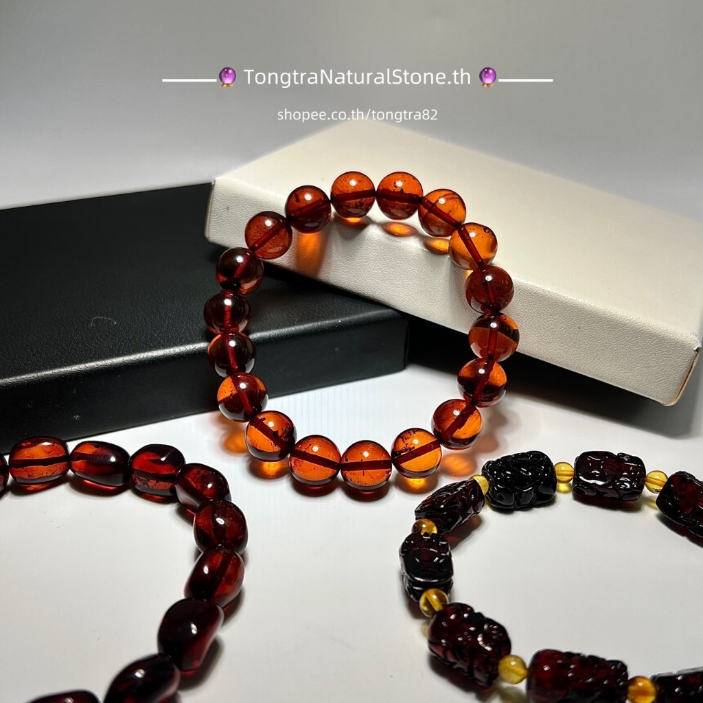 อำพัน (Red Amber)  "อัญมณีแห่งความเด็ดเดี่ยว" สร้อยข้อมือหิน อัญมณีสีแดง...