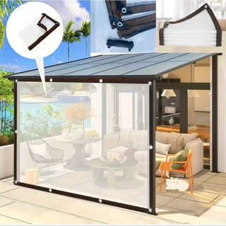 ผ้าใบกันแดดกันฝน พลาสติกใส ผ้าใบใส กันน้ำกันฝน100% วัสดุ PE คุณภาพสูง ผ้าใบกันแดดฝน 2m/3m/5m/6m
