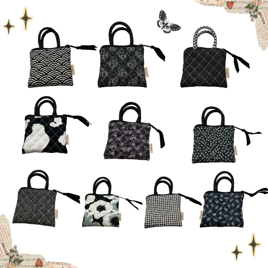 Handmade Quilted Coin Pouch – Black Collection