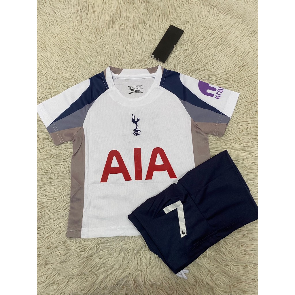 เสื้อบอลทีมสเปอร์เด็ก เบอร์7ชื่อชอน ปี2026ใหม่ล่าสุด เสื้อพร้อมกางเกง ใส่สบาย