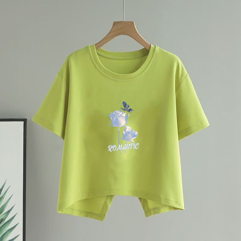 เสื้อครอปสั้นทรงหลวมทันสมัยและใส่ได้หลา Oversize เสื้อยืดแขนสั้นสำหรับผู้หญิง มี slits ด้านหลัง สไตล์ใหม่สำหรับฤดูร้อน ราคา ถูกที่สุด ดีลบีเคเค แกลเลอรีภาพที่ 8