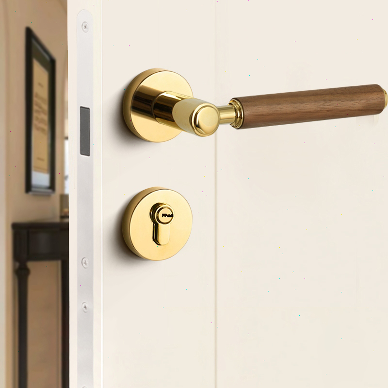 ใหม่ ล็อคประตูสไตล์จีนสำหรับใช้ในห้องนอนในร่ม ที่จับประตูไม้เสียงเงียบ วัสดุโลหะผสมสังกะสี เรียบง่าย - รูปที่ 3