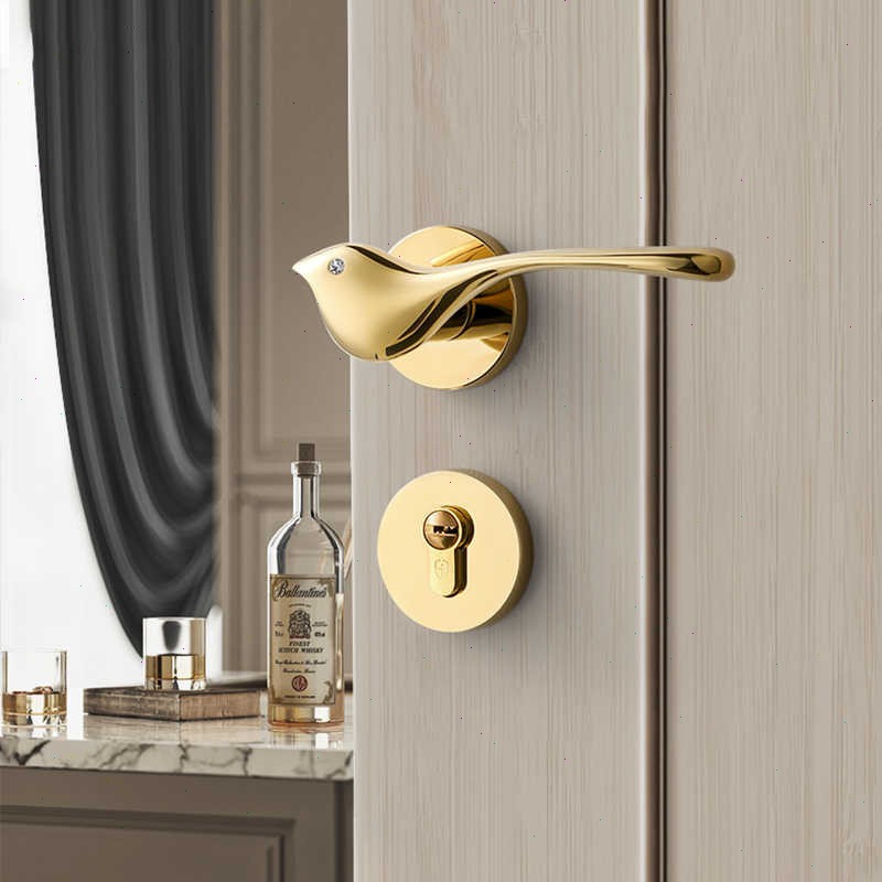 ใหม่ ล็อคประตูสไตล์จีนสำหรับใช้ในห้องนอนในร่ม ที่จับประตูไม้เสียงเงียบ วัสดุโลหะผสมสังกะสี เรียบง่าย - รูปที่ 7