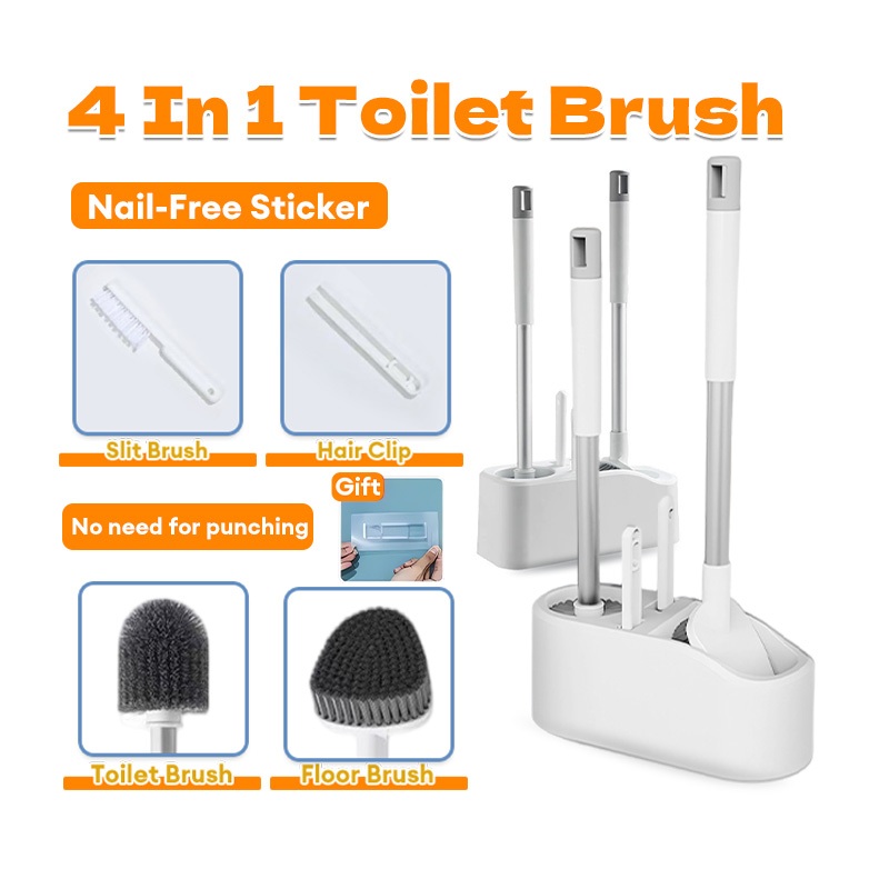 4in1แปรงขัดห้องน้ำ แปรงขัดชักโครก ที่ขัดส้วม ได้ทั้งแขวนและตั้งไม่ต้องเจาะรูให้พนังเสียหาย ขัดได้ทุกซอกทุกมุม