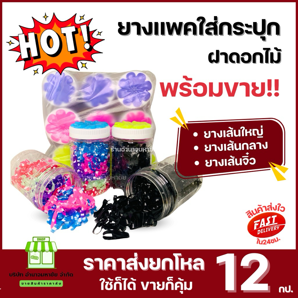 (ยกโหล) คละได้ ยางเเพคใส่กระปุก พร้อมขาย มียางเล็กใหญ่ ราคาขายส่งสุดคุ้ม