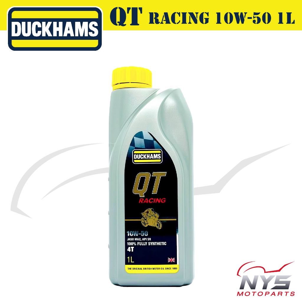 Duckhams QT Racing 10W-50 ขนาด1L น้ำมันเครื่องดั๊กแฮมส์สังเคราะห์แท้100% FULLY SYNTHETIC MA2 สำหรับเครื่องยนต์4จังหวะ